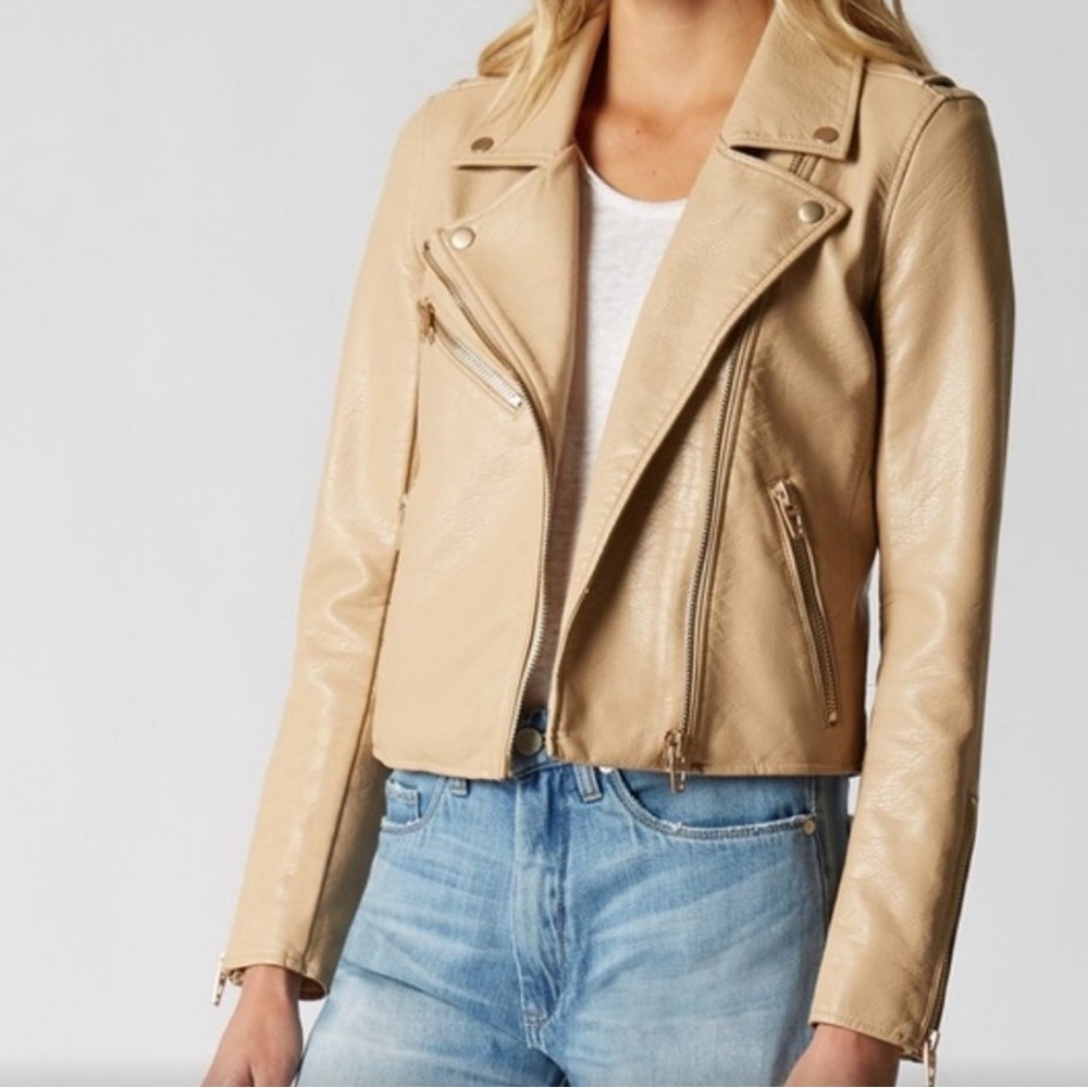 Blank NYC Beige Faux Leather motorcycle jacket XS